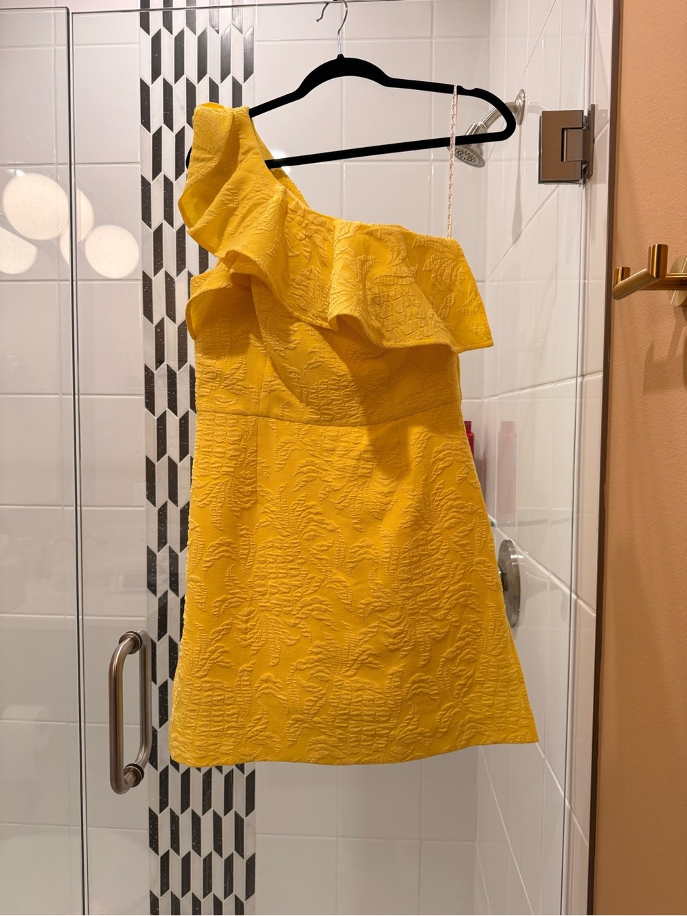 Lilly Pulitzer One-Shoulder Ruffle Yellow Mini Dress